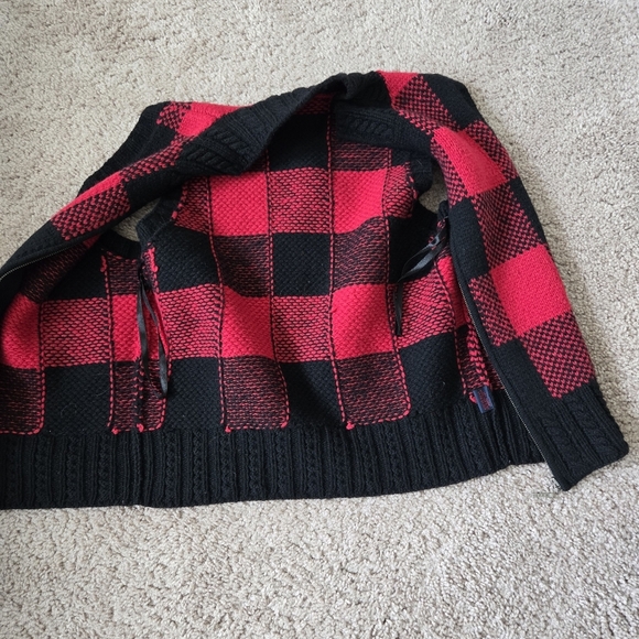 Ralph Lauren Womens Vest Medium Vintage Full Zip Hand Knit 100% Lambs Wool Check - Picture 13 of 16